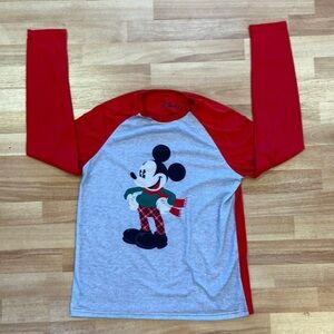 Disney Mickey holiday pajama top size small